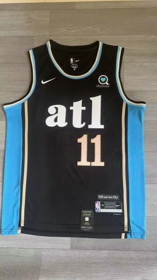 NBA 11 Young Atlanta Hawks 23-24 city Maillot noir brodé